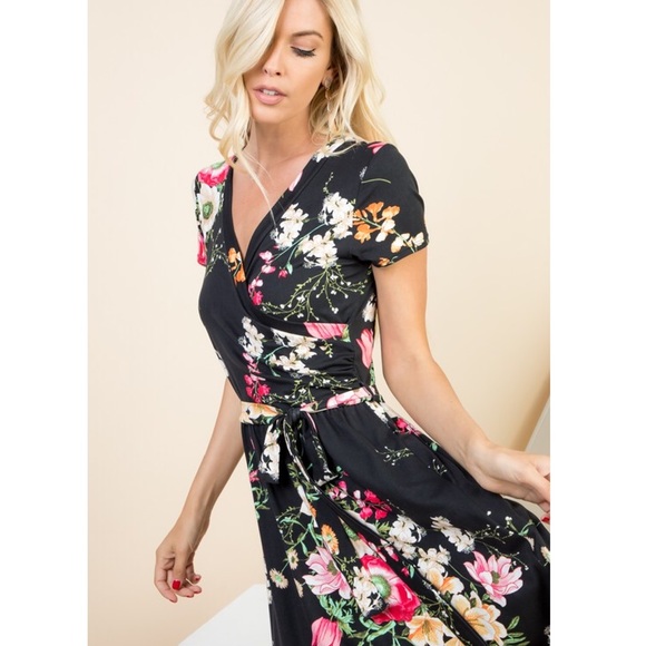 Floral Surplice Dress - Picture 3 of 4